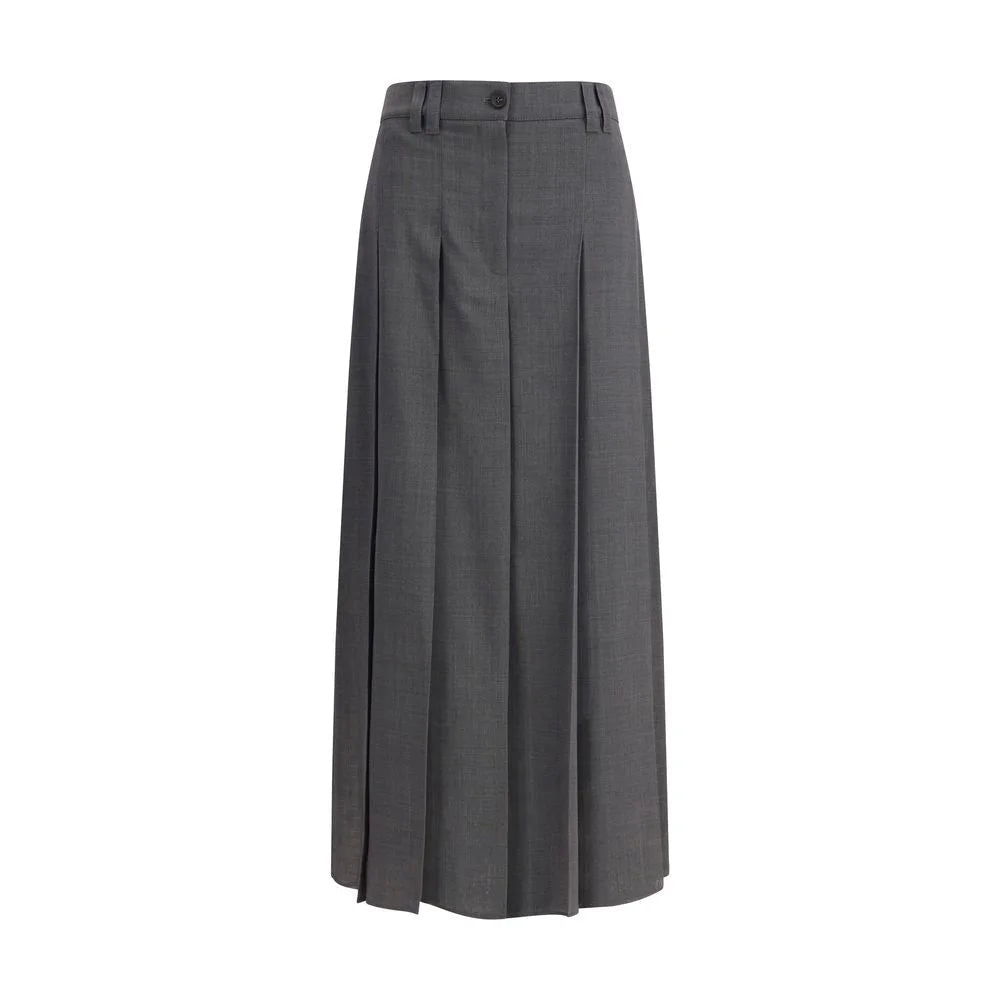 Brunello Cucinelli Pleated long Skirt in virgin wool techno gauze