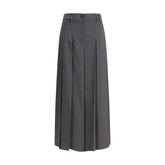 Brunello Cucinelli Pleated long Skirt in virgin wool techno gauze