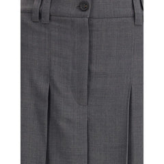 Brunello Cucinelli Pleated long Skirt in virgin wool techno gauze