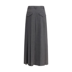 Brunello Cucinelli Pleated long Skirt in virgin wool techno gauze