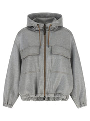 Brunello Cucinelli Silver Cotton Bomber