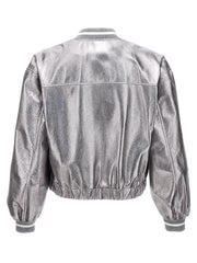 Brunello Cucinelli Silver Leather Bomber - IT42