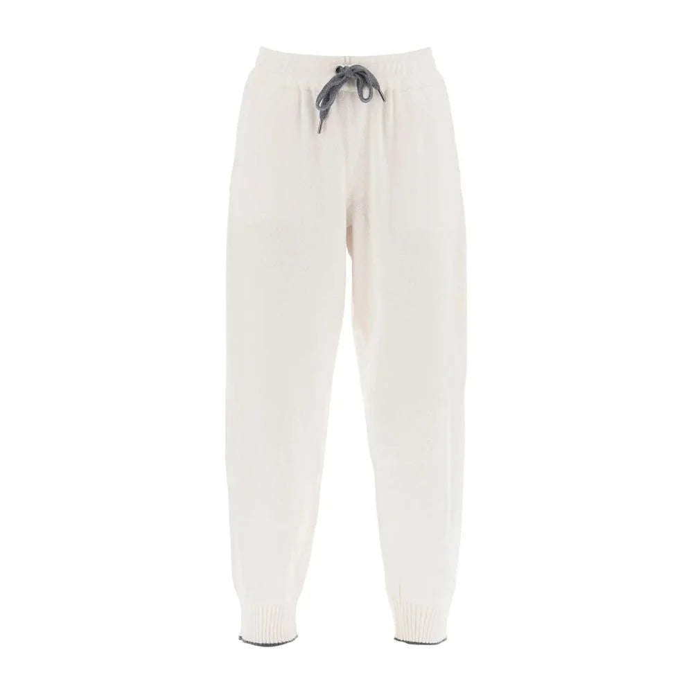 Brunello Cucinelli White Cashmere Athletic Pants - S