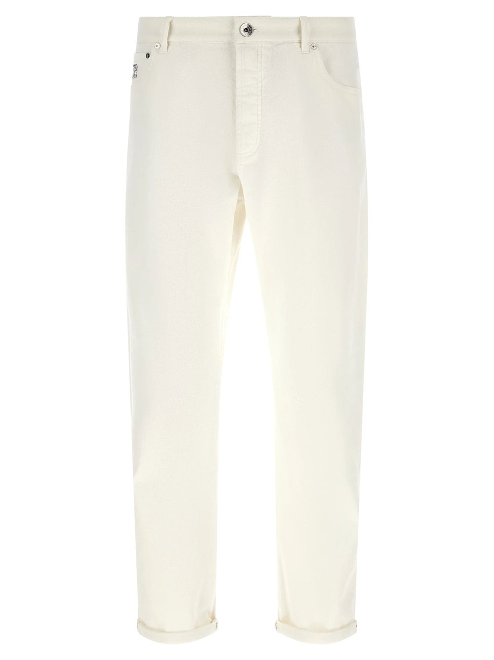 Brunello Cucinelli White Cotton Cropped Jeans