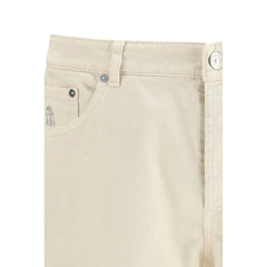 Brunello Cucinelli White Cotton High-Waisted Jean