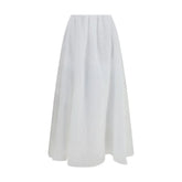 Brunello Cucinelli White Cotton Long Skirt - IT42 | L