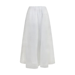 Brunello Cucinelli White Cotton Long Skirt - IT42 | L