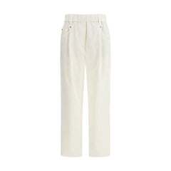 Brunello Cucinelli White Cotton Pants - IT46|XL