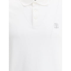 Brunello Cucinelli White Cotton Polo Shirt