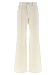 Brunello Cucinelli White Cotton Relaxed Fit Jeans