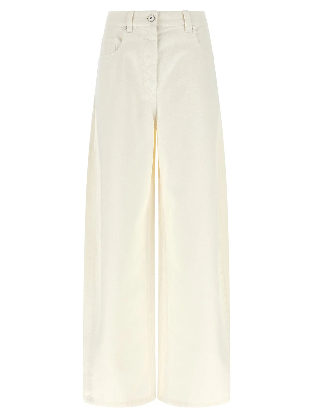 Brunello Cucinelli White Cotton Relaxed Fit Jeans
