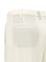 Brunello Cucinelli White Silk Casual Pants - IT40