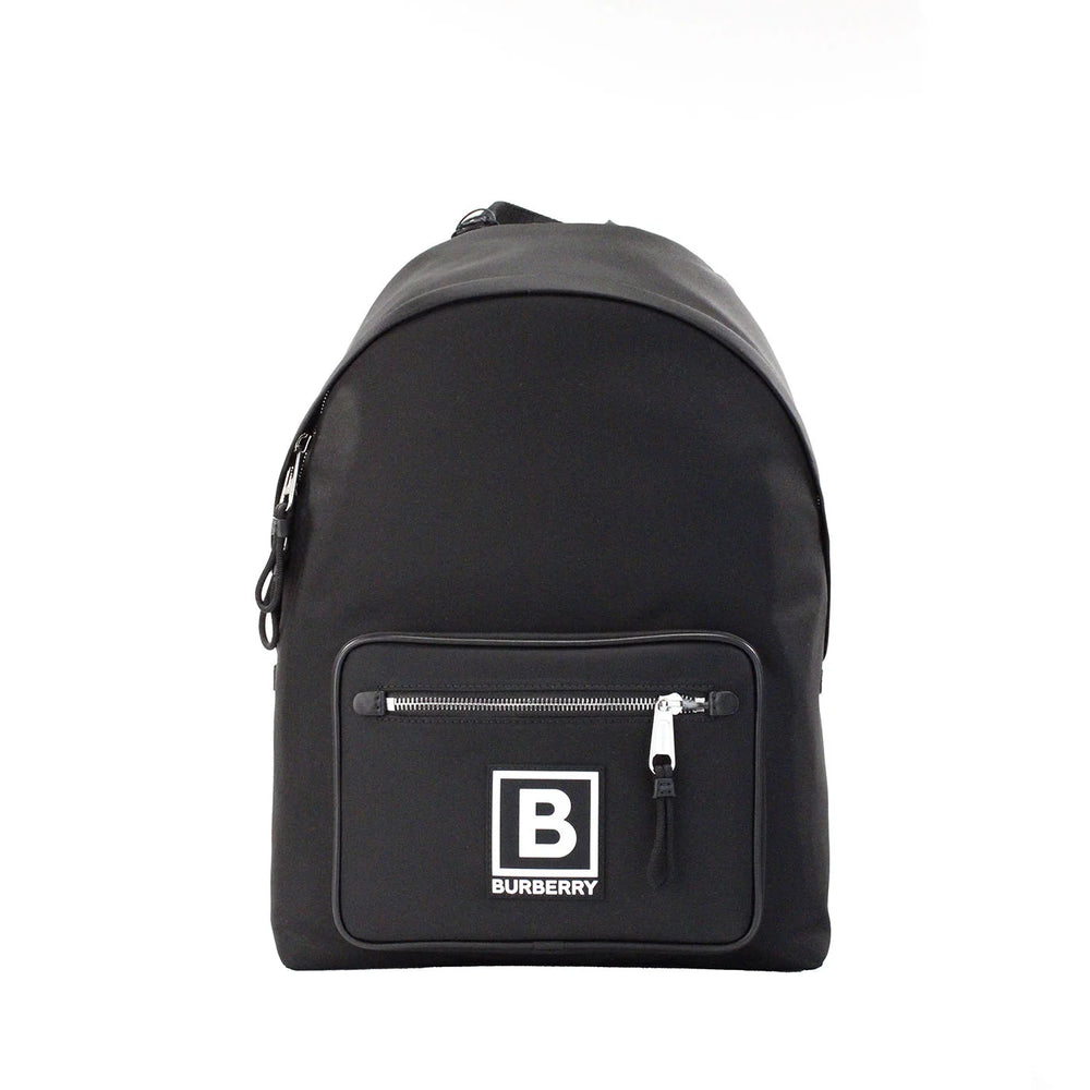 Burberry Abbeydale Branded Stamp Black Nylon Backpack Shoulder Bookbag - Backpacks