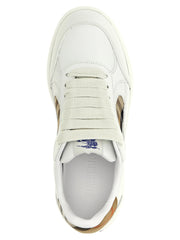 Burberry Beige Leather Low Top Sneakers