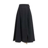 Burberry Black Wool Oves Aries Midi Skirt