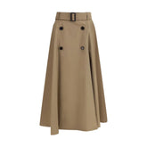 Burberry Brown Cotton Midi Skirt
