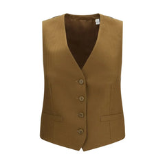 Burberry Brown Wool Oves Aries Sleveless Jacket