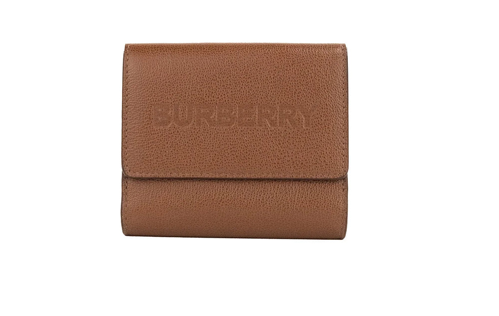Burberry Luna Tan Grained Leather Small Coin Pouch Snap Wallet - Wallets