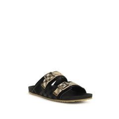 Burberry Multicolor Calf Leather Bos Taurus Flat Sandals