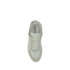 Burberry White Calf Leather Bos Taurus Low Top Sneakers