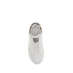 Burberry White Calf Leather Bos Taurus Low Top Sneakers
