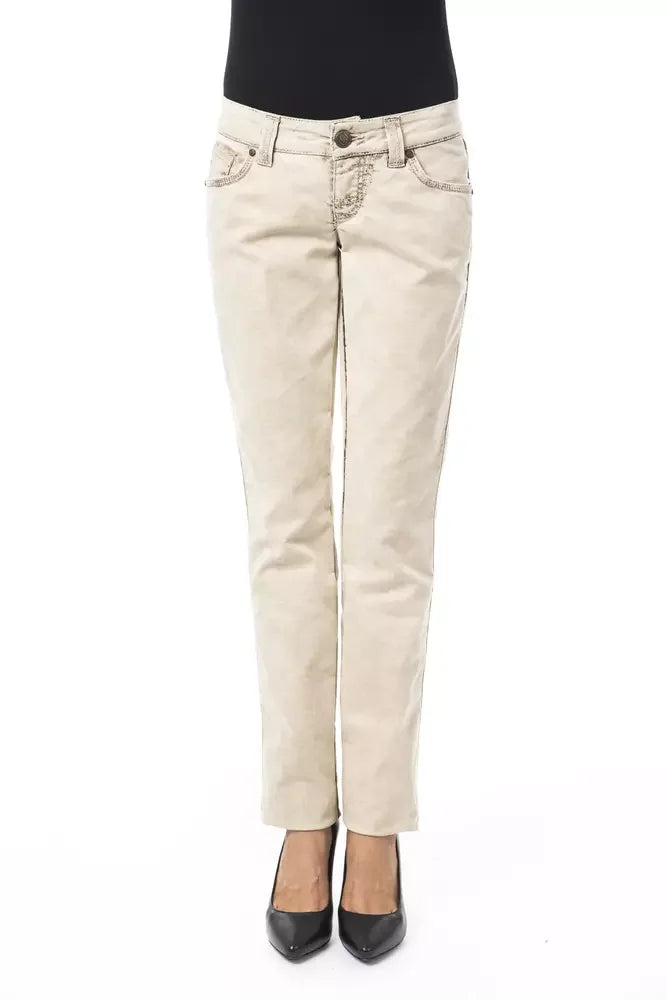 BYBLOS Beige Cotton Women Jean - Jeans