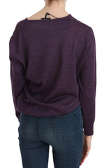 BYBLOS Purple V-neck Long Sleeve Pullover Top - XXL - Sweaters