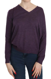 BYBLOS Purple V-neck Long Sleeve Pullover Top - XXL - Sweaters