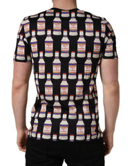 Dolce & Gabbana Black Bottle Print Cotton Crew Neck T-shirt - IT50 | L