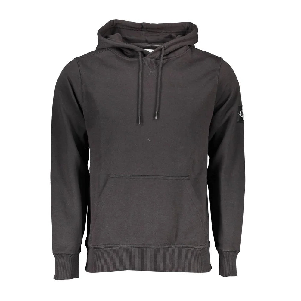 Calvin Klein Black Cotton Men Sweater with Central Pocket and Hood - XL - Hoodies