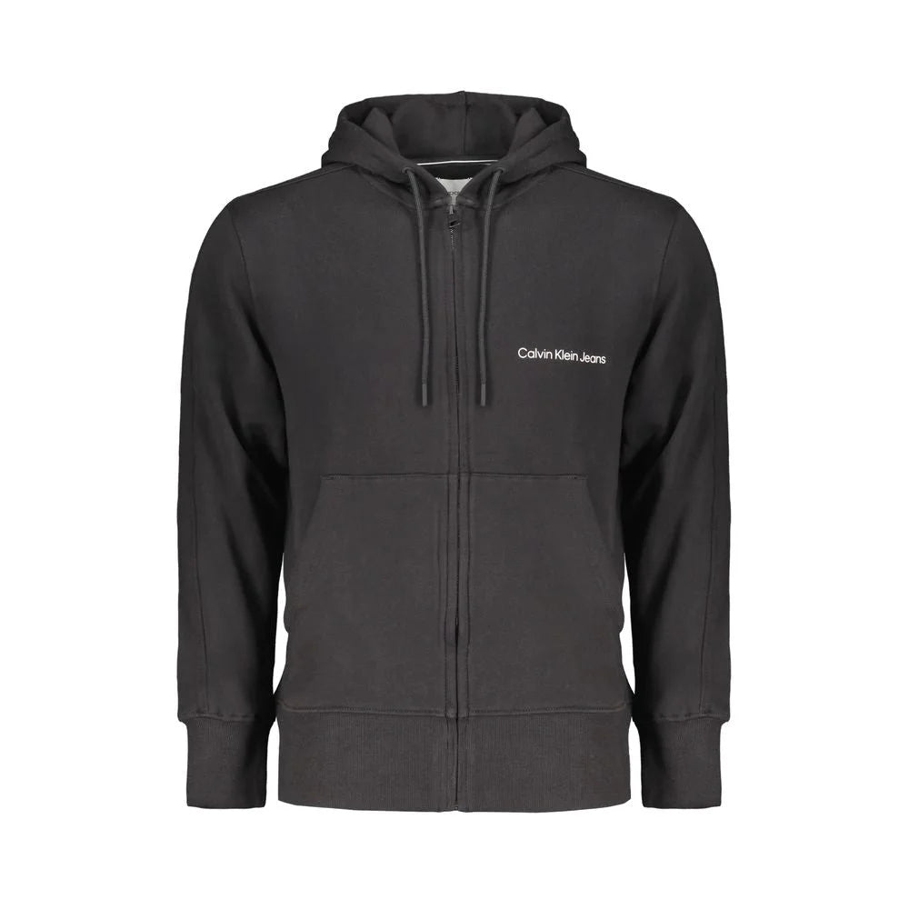 Calvin Klein Black Cotton Men Sweater with Hood and Central Pockets - XL - Hoodies