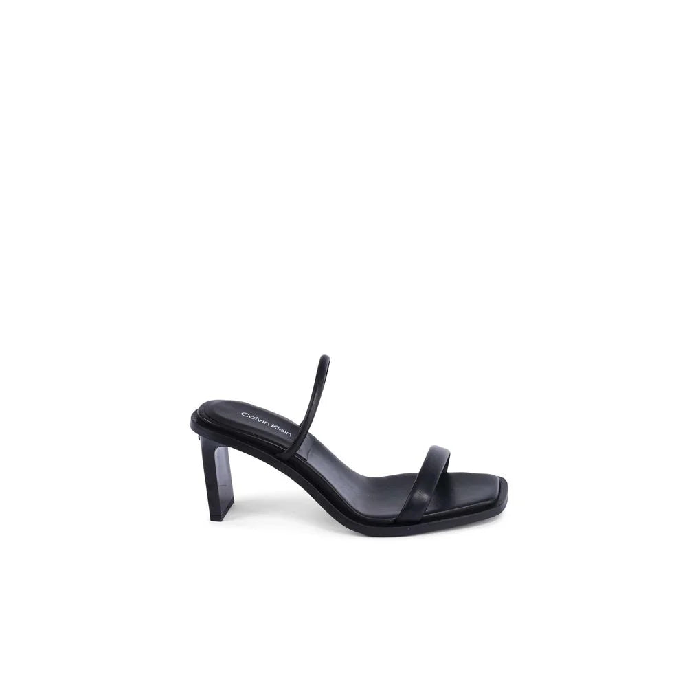 Calvin Klein Black Leather Stiletto Heel Sandals - EU40/US10