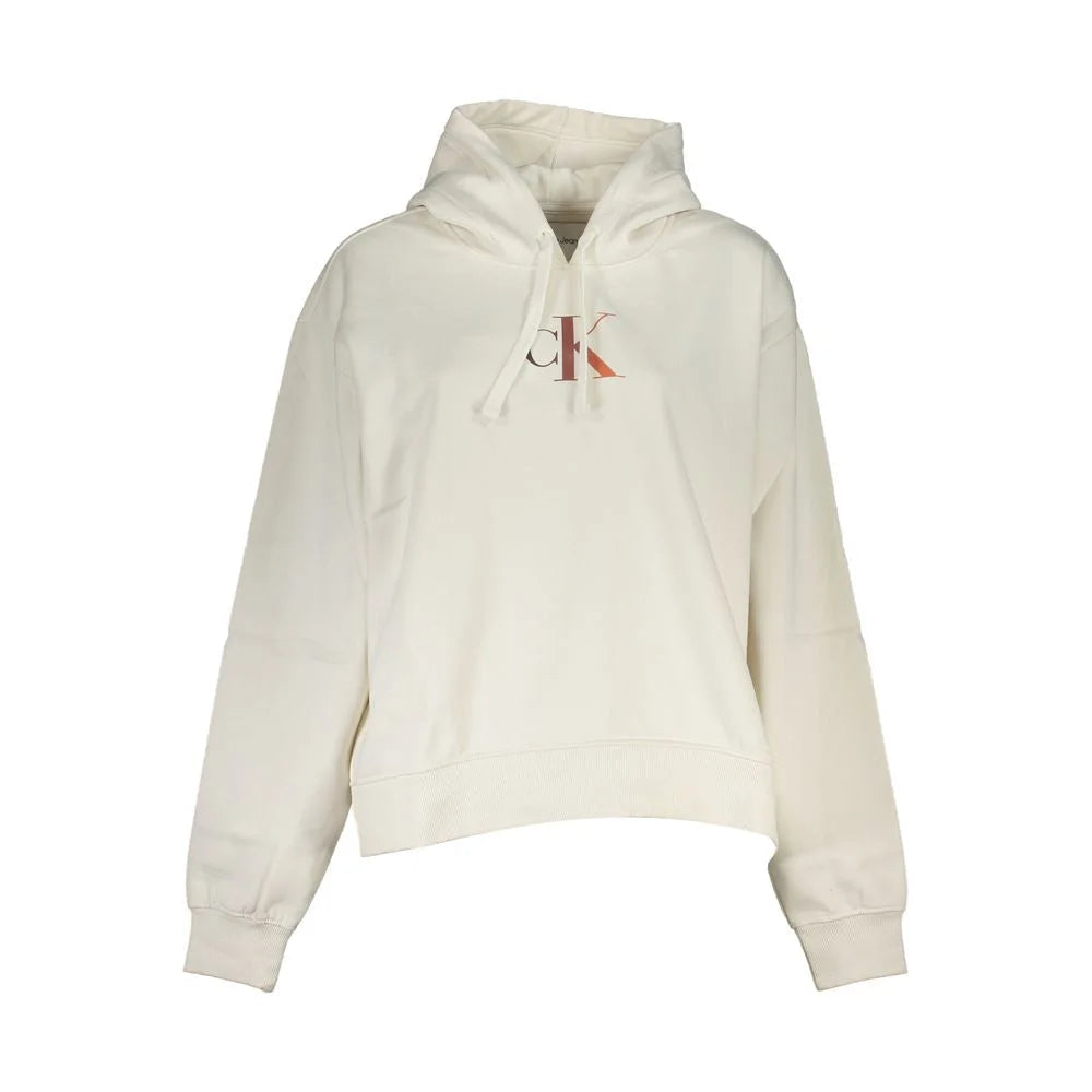 Calvin Klein Chic White Fleece Hooded Sweatshirt - XL