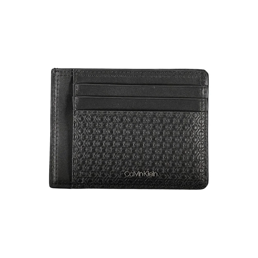 Calvin Klein Sleek Black Leather Coin Purse with Card Holder - Wallets