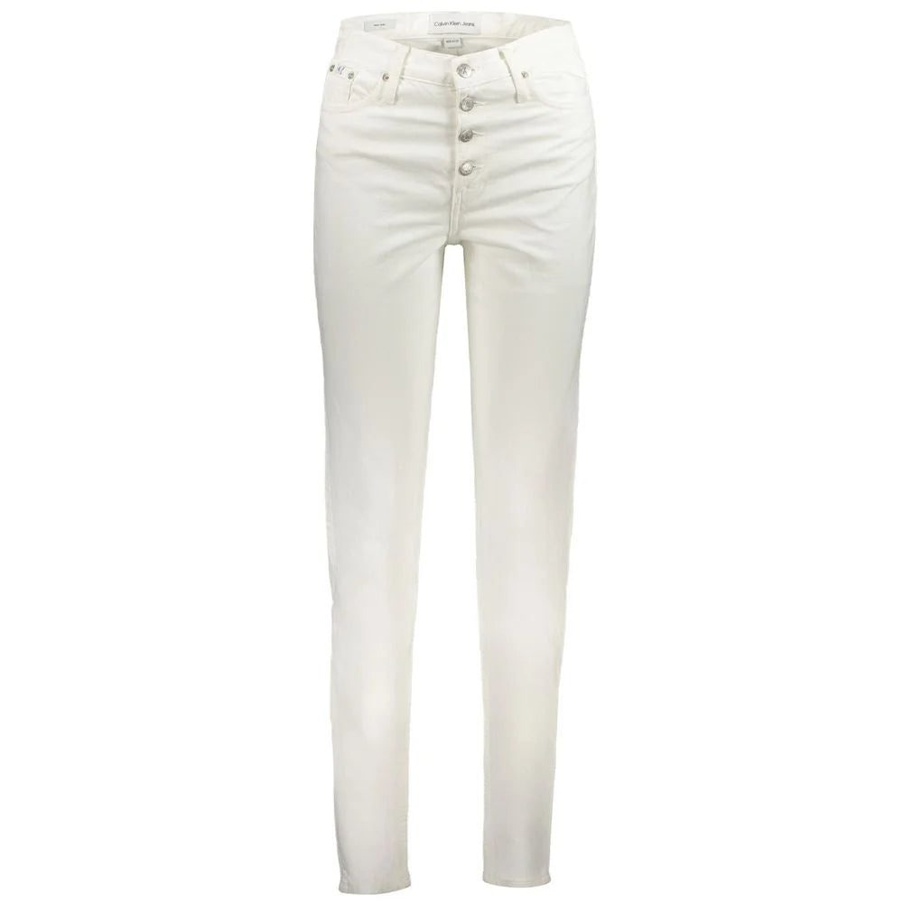 Calvin Klein White Cotton Women Jeans - W25 | L32 - Jeans