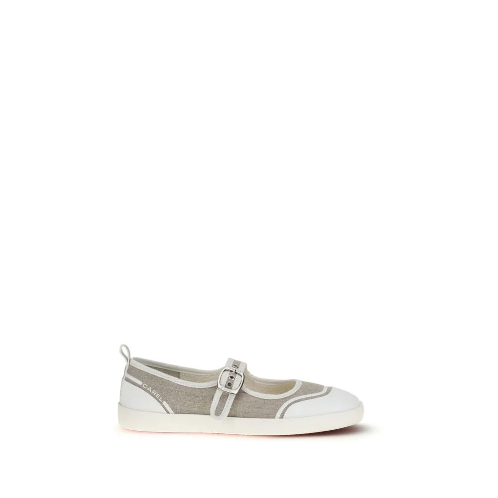 Carel Paris Beige Cotton Ballet Flats