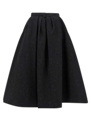 Carolina Herrera Black Cotton Midi Skirt - 6