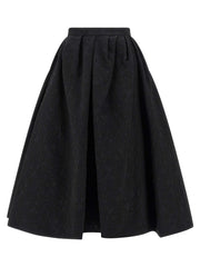 Carolina Herrera Black Cotton Midi Skirt - 6