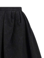 Carolina Herrera Black Cotton Midi Skirt - 6
