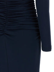 Carolina Herrera Blue Marabou Midi Dress - S