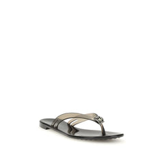 Casadei Black Polyurethane Flat Sandals - EU37/US7