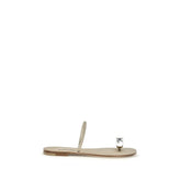 Casadei Gold Calf Leather Bos Taurus Flat Sandals - EU36/US6