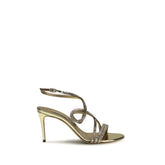 Casadei Gold Calf Leather Bos Taurus Stiletto Heel Sandals - EU39/US9