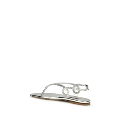Casadei Silver Calf Leather Bos Taurus Flat Sandals - EU40/US10
