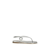 Casadei Silver Calf Leather Bos Taurus Flat Sandals - EU40/US10