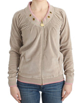 Cavalli Beige velvet zipup sweater - IT40|S - Cardigans