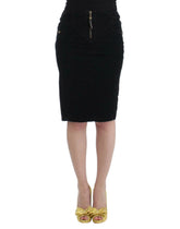 Cavalli Black Corduroy Pencil Skirt - Skirts