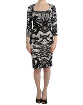 Cavalli Black Printed Sheath Dress - Dresses