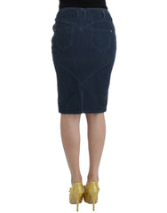 Cavalli Blue corduroy pencil skirt - Skirts