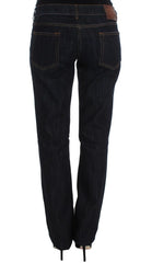 Cavalli Blue Cotton Straight Fit Stretch Jeans - Jeans